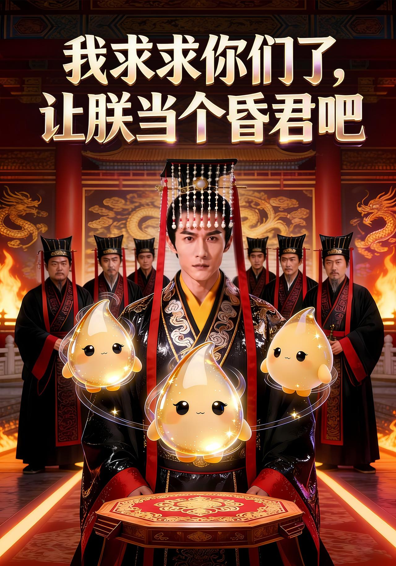 AI漫剧《我求求你们了，让朕当个昏君吧》竖版作品海报